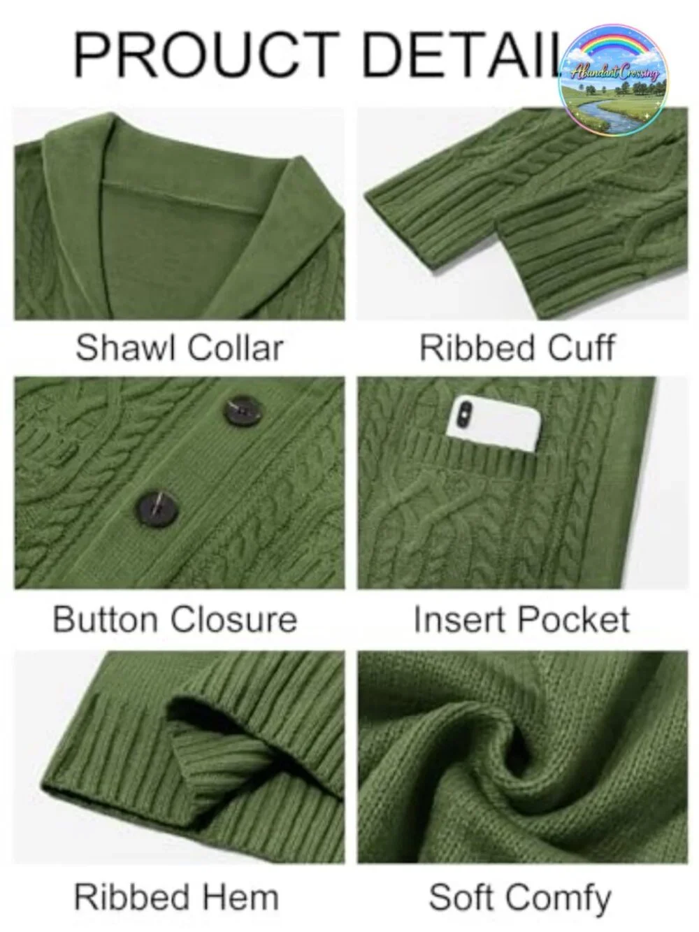 Mens Shawl Collar Cable Knit Button Down Cardigan Sweater Acrylic